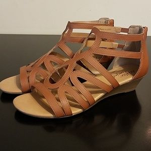 Camel Gladiator Wedge Sandals